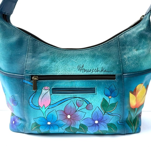 Anuschka Large Hobo Shoulder Bag - Handpainted Butterfly...